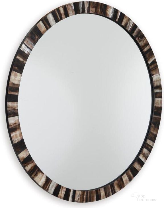 The appearance of Ellford Black , Brown And Cream Accent Mirror designed by Signature Design by Ashley in the transitional interior design. This black/brown/cream piece of furniture  was selected by 1StopBedrooms from Ellford Collection to add a touch of cosiness and style into your home. Sku: A8010310. Product Type: Accent Mirror. Material: Resin. Image1