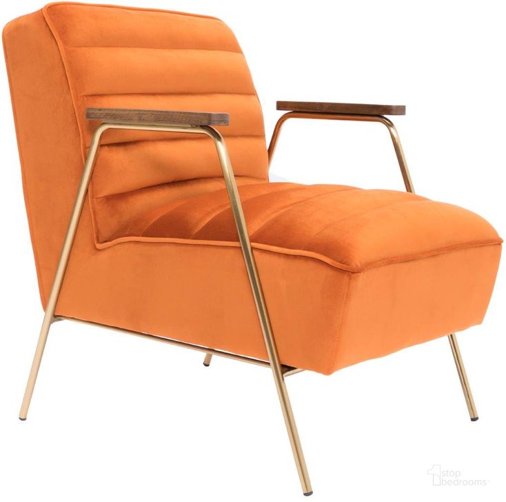 The appearance of Ellice Orange Accent Chair designed by Furnique in the modern / contemporary interior design. This orange piece of furniture  was selected by 1StopBedrooms from Ellice Collection to add a touch of cosiness and style into your home. Sku: 521Orange. Material: Wood. Product Type: Accent Chair. Image1