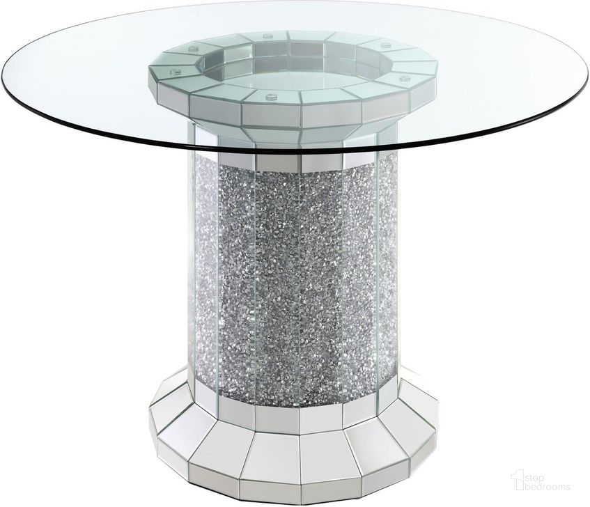 The appearance of Ellie Pedestal Round Glass Top Counter Height Table In Mirror designed by Coaster in the glam interior design. This mirror piece of furniture  was selected by 1StopBedrooms from Ellie Collection to add a touch of cosiness and style into your home. Sku: 115558B1;CP52RD-12. Material: Glass. Product Type: Counter Height Table. Image1