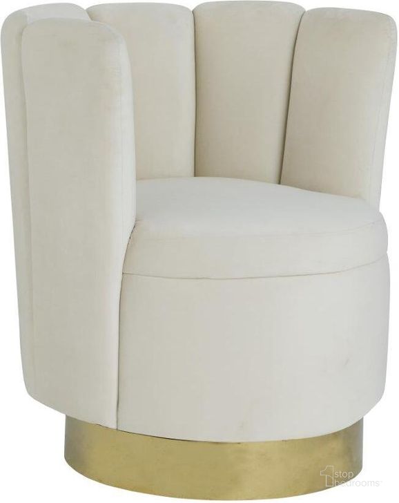 The appearance of Ellis Velvet Upholstered Swivel Accent Chair In Cream Velvet designed by Best Master Furniture in the modern / contemporary interior design. This cream piece of furniture  was selected by 1StopBedrooms from Ellis Collection to add a touch of cosiness and style into your home. Sku: HX11VW. Product Type: Accent Chair. Material: Velvet. Image1