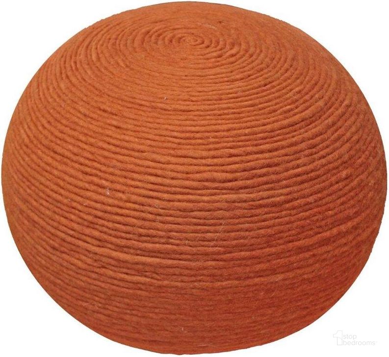 The appearance of Ellis Wool Pouf with Polyester Fill In Orange designed by Moti in the modern / contemporary interior design. This orange piece of furniture  was selected by 1StopBedrooms from Ellis Collection to add a touch of cosiness and style into your home. Sku: 54011028. Material: Polyester. Product Type: Ottoman. Image1