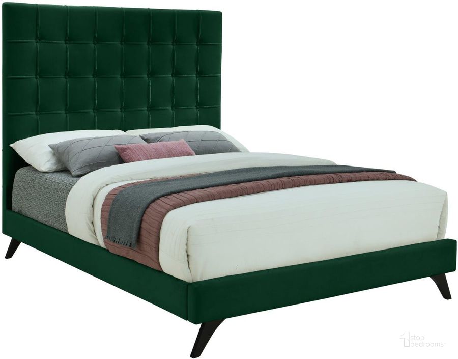 The appearance of Elly Green Velvet Full Bed designed by Meridian in the modern / contemporary interior design. This green velvet piece of furniture  was selected by 1StopBedrooms from Elly Collection to add a touch of cosiness and style into your home. Sku: EllyGreen-F-1;EllyGreen-F-2. Bed Type: Platform Bed. Material: Wood. Product Type: Platform Bed. Bed Size: Full. Image1