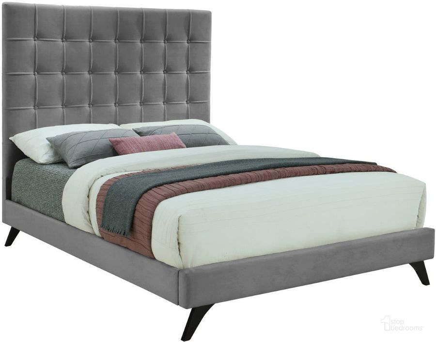 The appearance of Elly Grey Velvet Full Bed designed by Meridian in the modern / contemporary interior design. This grey velvet piece of furniture  was selected by 1StopBedrooms from Elly Collection to add a touch of cosiness and style into your home. Sku: EllyGrey-F-1;EllyGrey-F-2. Bed Type: Platform Bed. Material: Wood. Product Type: Platform Bed. Bed Size: Full. Image1