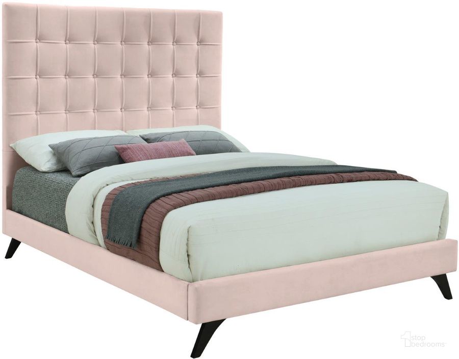 The appearance of Elly Pink Velvet King Bed designed by Meridian in the modern / contemporary interior design. This pink velvet piece of furniture  was selected by 1StopBedrooms from Elly Collection to add a touch of cosiness and style into your home. Sku: EllyPink-K-1;EllyPink-K-2. Bed Type: Platform Bed. Material: Wood. Product Type: Platform Bed. Bed Size: King. Image1