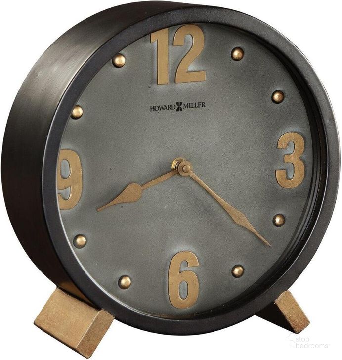 The appearance of Elmer Mantel Clock In Black and Gold designed by Howard Miller in the transitional interior design. This metal piece of furniture  was selected by 1StopBedrooms from Elmer Collection to add a touch of cosiness and style into your home. Sku: 635244. Product Type: Clock. Image1