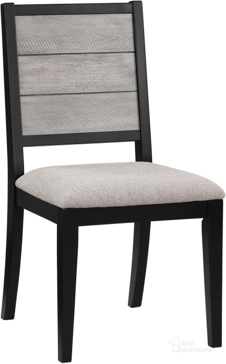 The appearance of Elodie Upholstered Padded Seat Dining Side Chair Set of 2 In Dove Grey and Black designed by Coaster in the rustic / southwestern interior design. This dove grey/black piece of furniture  was selected by 1StopBedrooms from Elodie Collection to add a touch of cosiness and style into your home. Sku: 121222. Material: Wood. Product Type: Side Chair. Image1
