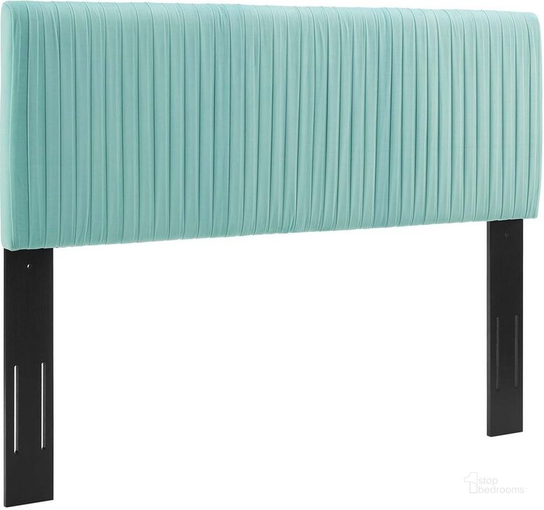The appearance of Eloise Channel Tufted Performance Velvet King/California King Headboard In Mint designed by Modway in the modern / contemporary interior design. This mint piece of furniture  was selected by 1StopBedrooms from Eloise Collection to add a touch of cosiness and style into your home. Sku: MOD-6328-MIN. Product Type: Headboard. Bed Size: King. Material: MDF. Image1