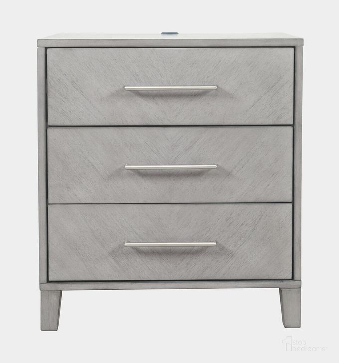 The appearance of Eloquence Contemporary Modern 28 Inch USB Charging Nightstand With Drawers and Metal Hardware In Grey designed by Jofran in the modern / contemporary interior design. This grey piece of furniture  was selected by 1StopBedrooms from Eloquence Collection to add a touch of cosiness and style into your home. Sku: 2176-90. Product Type: Nightstand. Material: MDF. Image1