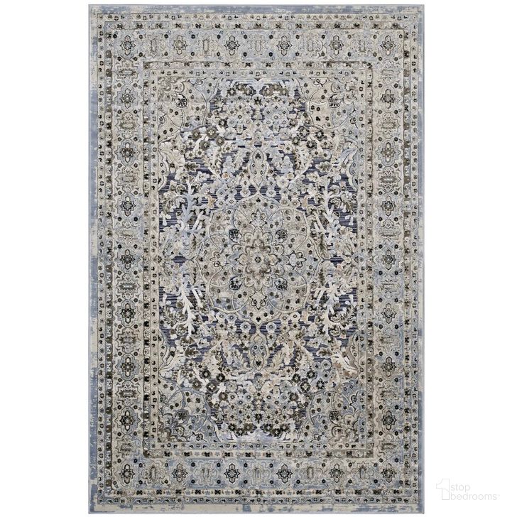 The appearance of Elqenna Ornate Vintage Floral Turkish 5X8 Area Rug In Blue and Cream designed by Modway in the modern / contemporary interior design. This blue and cream piece of furniture  was selected by 1StopBedrooms from Elqenna Collection to add a touch of cosiness and style into your home. Sku: R-1099A-58. Material: Polypropylene. Product Type: Area Rugs. Image1