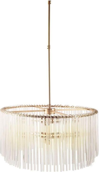 The appearance of Elsa Frosted Glass And Gold Metal Frame Six Bulb Chandelier designed by Mercana in the modern / contemporary interior design. This gold piece of furniture  was selected by 1StopBedrooms from Elsa Collection to add a touch of cosiness and style into your home. Sku: 67139. Material: Metal. Product Type: Chandelier. Image1