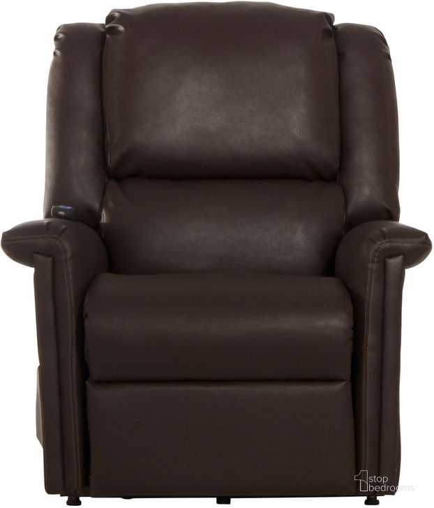 The appearance of Elsie Power Lift Lay Flat Recliner In Chocolate designed by Catnapper in the traditional interior design. This chocolate piece of furniture  was selected by 1StopBedrooms from Elsie Collection to add a touch of cosiness and style into your home. Sku: 4897120709. Product Type: Recliner. Material: PU. Image1