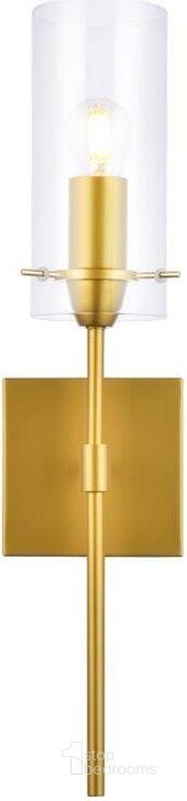 The appearance of Elsreth 1 Light Brass Wall Sconce designed by Elegant Lighting in the transitional interior design. This brass piece of furniture  was selected by 1StopBedrooms from Elsreth Collection to add a touch of cosiness and style into your home. Sku: LD2361BR. Product Type: Wall Sconce. Material: Iron. Image1