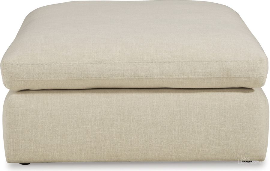 The appearance of Elyza Oversized Accent Ottoman In Linen designed by Signature Design by Ashley in the modern / contemporary interior design. This linen piece of furniture  was selected by 1StopBedrooms from Elyza Collection to add a touch of cosiness and style into your home. Sku: 1000608. Material: Fabric. Product Type: Ottoman. Image1