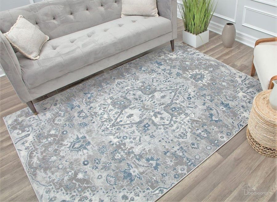 The appearance of Emali EA65A Arctic Blue Vintage Farmhouse Gray 5' x 7' Area Rug designed by Rugs America in the country / farmhouse interior design. This light blue piece of furniture  was selected by 1StopBedrooms from Emali Collection to add a touch of cosiness and style into your home. Sku: RA29072. Material: Polypropylene. Product Type: Area Rugs. Image1