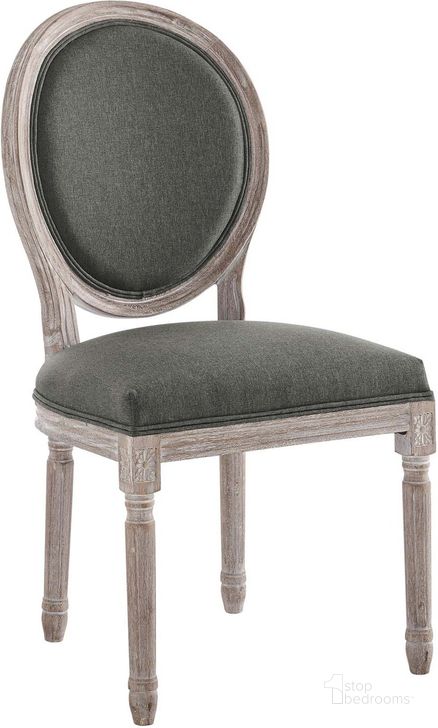 The appearance of Emanate Vintage French Upholstered Fabric Dining Side Chair designed by Modway in the modern / contemporary interior design. This natural gray piece of furniture  was selected by 1StopBedrooms from Emanate Collection to add a touch of cosiness and style into your home. Sku: EEI-4667-NAT-GRY. Product Type: Dining Chair. Material: Rubberwood. Image1