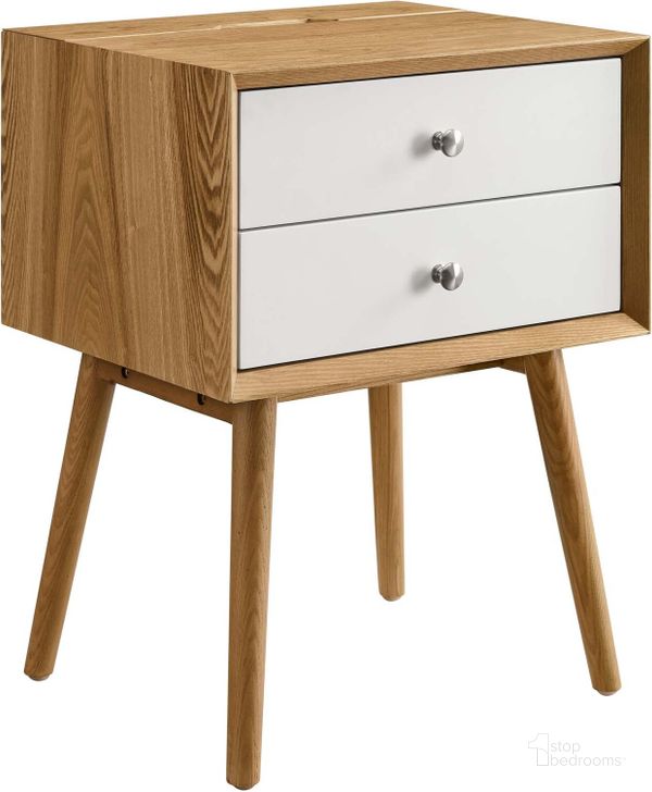 The appearance of Ember Wood Nightstand With USB Ports EEI-4343-NAT-WHI designed by Modway in the modern / contemporary interior design. This white piece of furniture  was selected by 1StopBedrooms from Ember Collection to add a touch of cosiness and style into your home. Sku: EEI-4343-NAT-WHI. Material: Wood. Product Type: Nightstand. Image1