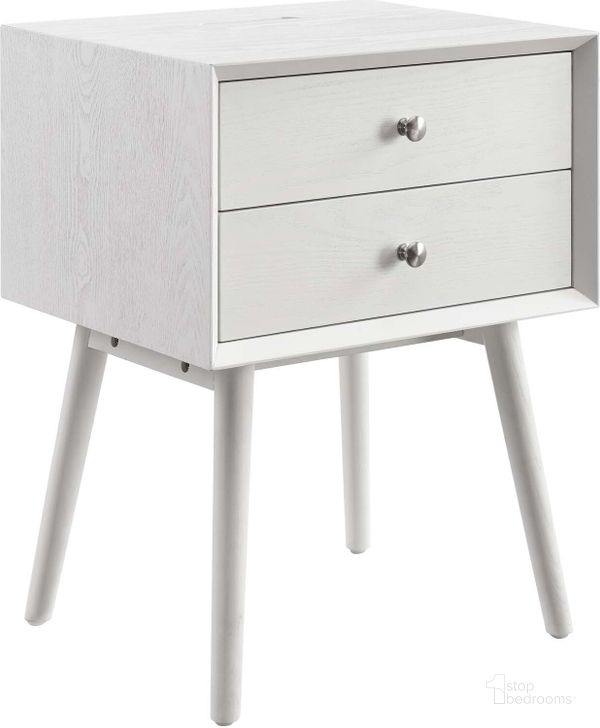 The appearance of Ember Wood Nightstand With USB Ports EEI-4343-WHI-WHI designed by Modway in the modern / contemporary interior design. This gray piece of furniture  was selected by 1StopBedrooms from Ember Collection to add a touch of cosiness and style into your home. Sku: EEI-4343-WHI-WHI. Material: Wood. Product Type: Nightstand. Image1