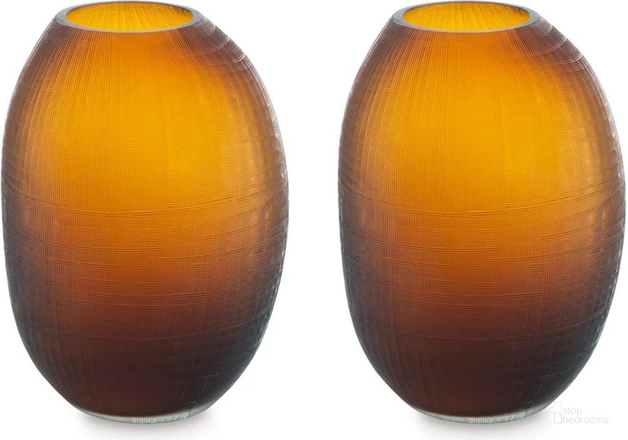 The appearance of Embersen Amber Vase designed by Signature Design by Ashley in the modern / contemporary interior design. This amber piece of furniture  was selected by 1StopBedrooms from Embersen Collection to add a touch of cosiness and style into your home. Sku: A2900002V. Material: Glass. Product Type: Vase. Image1
