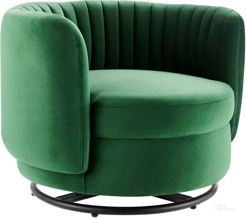 The appearance of Embrace Tufted Performance Velvet Performance Velvet Swivel Chair In Emerald designed by Modway in the modern / contemporary interior design. This emerald piece of furniture  was selected by 1StopBedrooms from Embrace Collection to add a touch of cosiness and style into your home. Sku: EEI-4998-BLK-EME. Material: Metal. Product Type: Accent Chair. Image1
