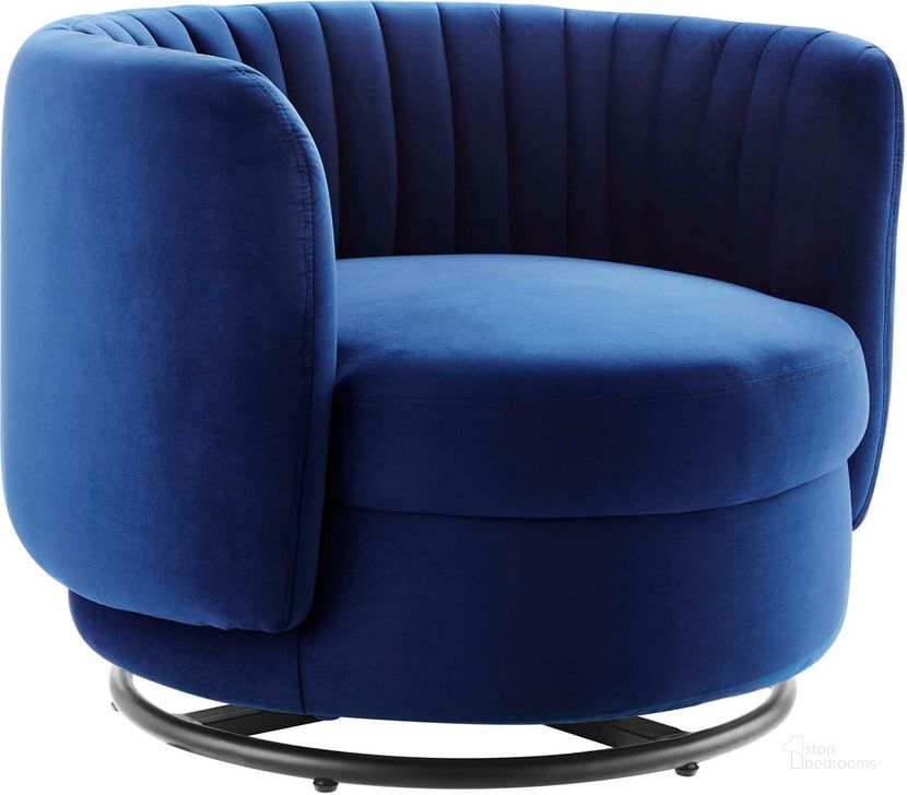 The appearance of Embrace Tufted Performance Velvet Performance Velvet Swivel Chair In Navy designed by Modway in the modern / contemporary interior design. This navy piece of furniture  was selected by 1StopBedrooms from Embrace Collection to add a touch of cosiness and style into your home. Sku: EEI-4998-BLK-NAV. Material: Metal. Product Type: Accent Chair. Image1