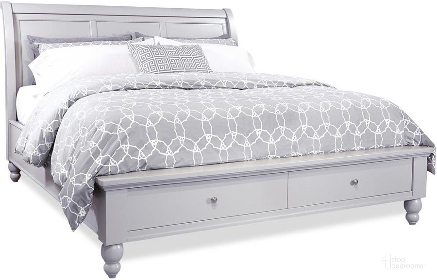 The appearance of Emeka Grey California King Sleigh Bed 0qb24530055 designed by Bennett Interiors in the transitional interior design. This grey piece of furniture  was selected by 1StopBedrooms from Emeka Collection to add a touch of cosiness and style into your home. Sku: ICB-404-GRY-KD-1;ICB-410L-GRY-1;ICB-407-GRY-1. Bed Type: Storage Bed. Material: Wood. Product Type: Storage Bed. Bed Size: California King. Image1