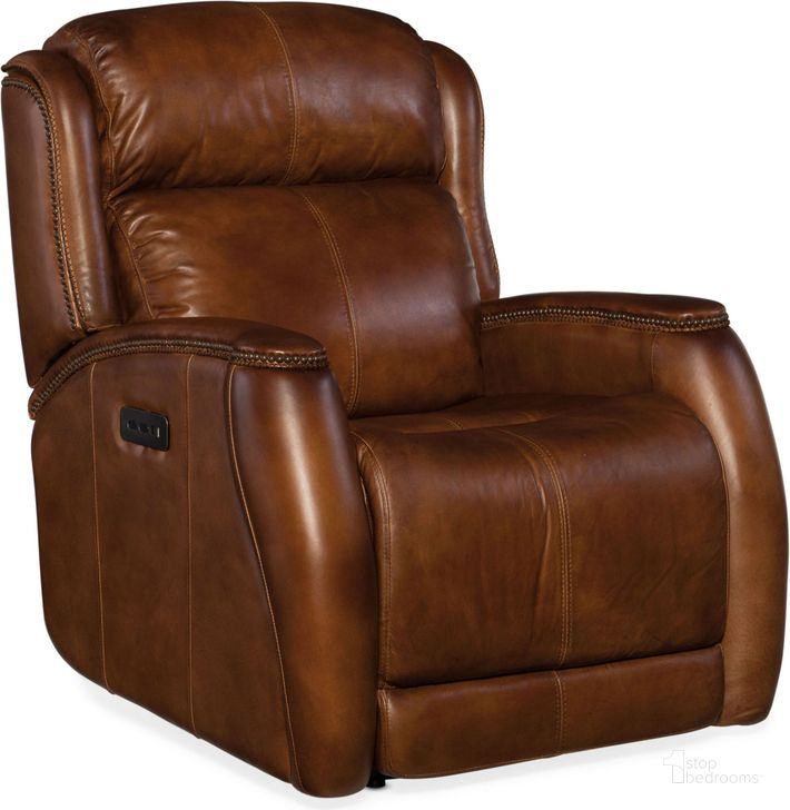 The appearance of Emerson Checkmate Rook Leather Power Recliner With Power Headrest designed by Hooker in the traditional interior design. This brown piece of furniture  was selected by 1StopBedrooms from Emerson Collection to add a touch of cosiness and style into your home. Sku: SS426-PWR-085. Material: Leather. Product Type: Recliner. Image1