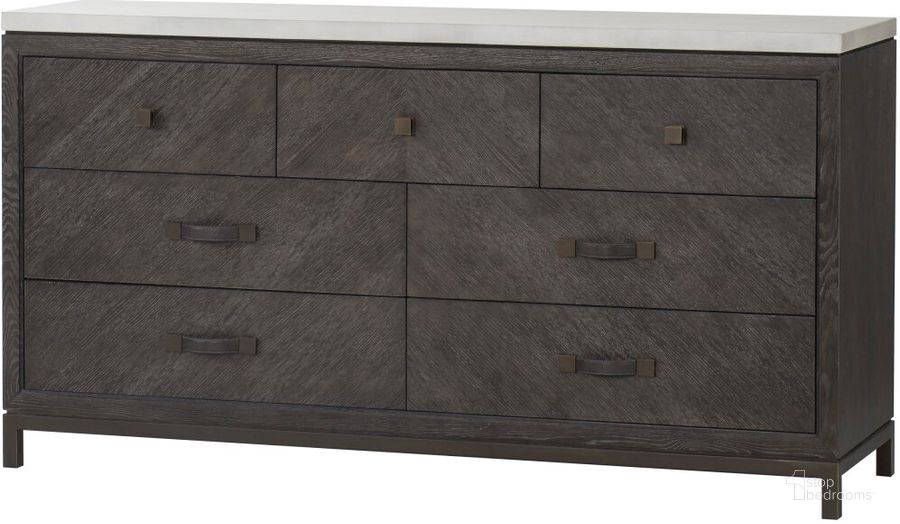 The appearance of Emerson Wide 7 Drawer Chest In Brown designed by Sonder Living in the modern / contemporary interior design. This brown piece of furniture  was selected by 1StopBedrooms from Emerson Collection to add a touch of cosiness and style into your home. Sku: FG0804197. Material: Steel. Product Type: Chest. Image1