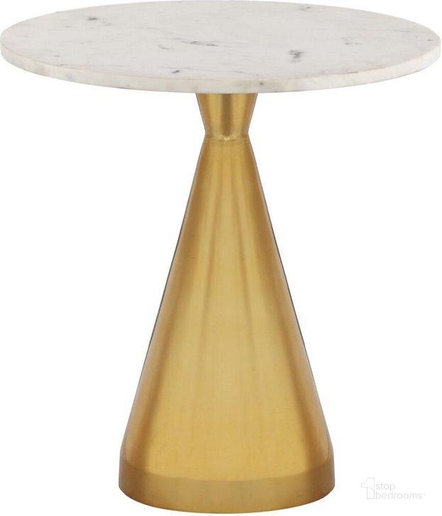 The appearance of Emery White Marble End Table designed by Meridian in the modern / contemporary interior design. This white marble piece of furniture  was selected by 1StopBedrooms from Emery Collection to add a touch of cosiness and style into your home. Sku: 285-ET-1;285-ET-2. Product Type: End Table. Material: Stainless Steel. Image1