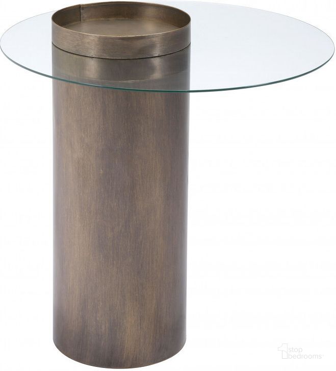 The appearance of Emi Antique Gold End Table designed by Zuo Modern in the modern / contemporary interior design. This antique gold piece of furniture  was selected by 1StopBedrooms from Emi Collection to add a touch of cosiness and style into your home. Sku: 101494. Material: Glass. Product Type: End Table. Image1