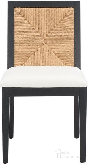 The appearance of Emilio Woven Dining Chair In Black And Natural designed by Safavieh Couture in the modern / contemporary interior design. This black and natural piece of furniture  was selected by 1StopBedrooms from Emilio Collection to add a touch of cosiness and style into your home. Sku: SFV4123A-SET2. Material: Wood. Product Type: Dining Chair. Image1