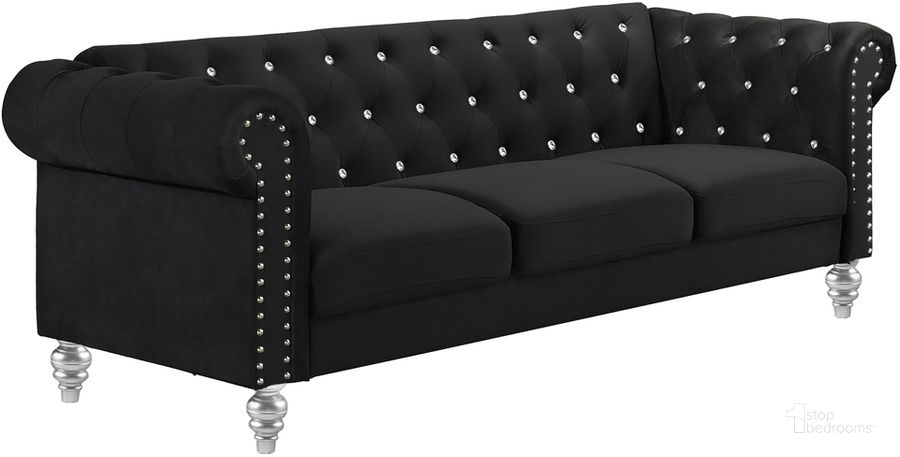 The appearance of Emma Black Sofa designed by New Classic in the transitional interior design. This black piece of furniture  was selected by 1StopBedrooms from Emma Collection to add a touch of cosiness and style into your home. Sku: UKD13-30-BLKC. Product Type: Sofa. Image1
