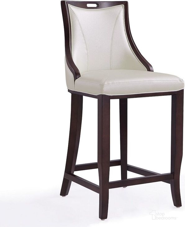The appearance of Emperor Bar Stool in Pearl White and Walnut designed by Manhattan Comfort in the traditional interior design. This pearl white piece of furniture  was selected by 1StopBedrooms from Emperor Collection to add a touch of cosiness and style into your home. Sku: BS008-PW. Material: Wood. Product Type: Barstool. Image1