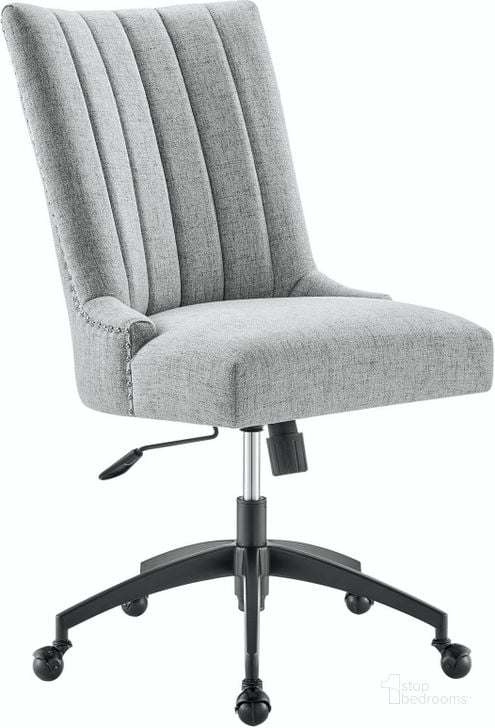 The appearance of Empower Channel Tufted Fabric Office Chair EEI-4576-BLK-LGR designed by Modway in the modern / contemporary interior design. This black light gray piece of furniture  was selected by 1StopBedrooms from Empower Collection to add a touch of cosiness and style into your home. Sku: EEI-4576-BLK-LGR. Material: Wood. Product Type: Office Chair. Image1