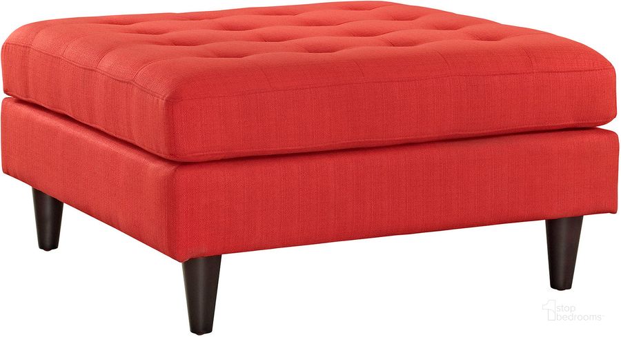 The appearance of Empress Atomic Red Upholstered Fabric Large Ottoman designed by Modway in the modern / contemporary interior design. This atomic red piece of furniture  was selected by 1StopBedrooms from Empress Collection to add a touch of cosiness and style into your home. Sku: EEI-2139-ATO. Product Type: Ottoman. Material: Rubberwood. Image1