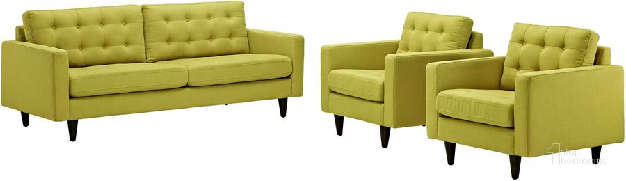 The appearance of Empress Wheat Grass Sofa and Arm Chairs Set of 3 designed by Modway in the modern / contemporary interior design. This wheat grass piece of furniture  was selected by 1StopBedrooms from Empress Collection to add a touch of cosiness and style into your home. Sku: EEI-1314-WHE. Material: Polyester. Product Type: Living Room Chair. Image1