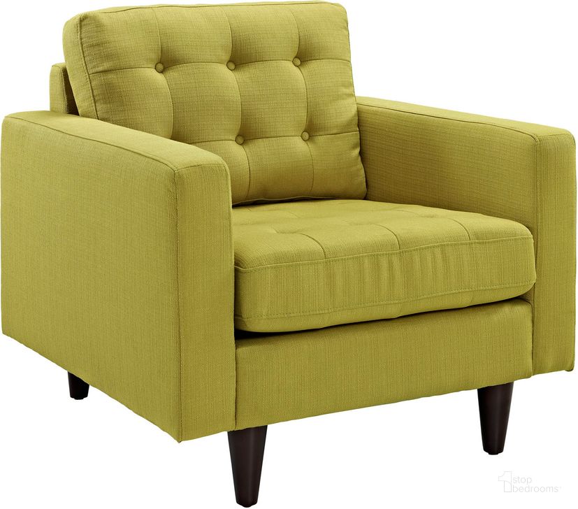 The appearance of Empress Wheat Grass Upholstered Fabric Arm Chair designed by Modway in the modern / contemporary interior design. This wheat grass piece of furniture  was selected by 1StopBedrooms from Empress Collection to add a touch of cosiness and style into your home. Sku: EEI-1013-WHE. Material: Polyester. Product Type: Living Room Chair. Image1
