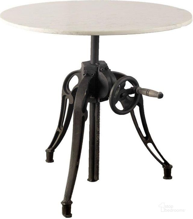 The appearance of Emslie Iii 30 Inch Round White Marble Top Black Metal Base Dining Table designed by Mercana in the modern / contemporary interior design. This white and black piece of furniture  was selected by 1StopBedrooms from Emslie Collection to add a touch of cosiness and style into your home. Sku: 67504-AB. Table Base Style: Pedestal. Table Top Shape: Round. Material: Metal. Product Type: Dining Table. Size: 30". Image1