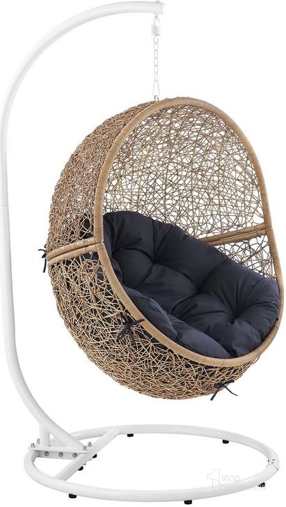 The appearance of Encase Outdoor Patio Rattan Swing Chair In Blue designed by Modway in the modern / contemporary interior design. This blue piece of furniture  was selected by 1StopBedrooms from Encase Collection to add a touch of cosiness and style into your home. Sku: EEI-6262-CAP-NAV. Material: Rattan. Product Type: Outdoor Chair. Image1