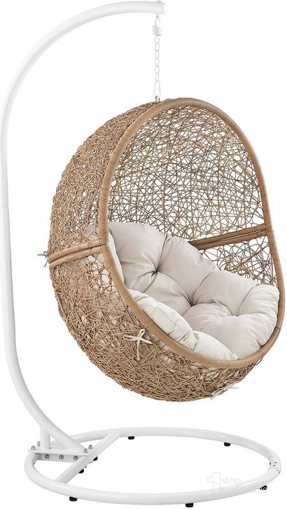 The appearance of Encase Outdoor Patio Rattan Swing Chair In Cappuccino Beige designed by Modway in the modern / contemporary interior design. This cappuccino beige piece of furniture  was selected by 1StopBedrooms from Encase Collection to add a touch of cosiness and style into your home. Sku: EEI-6262-CAP-BEI. Material: Rattan. Product Type: Outdoor Chair. Image1