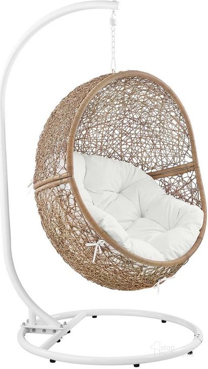 The appearance of Encase Outdoor Patio Rattan Swing Chair In Cappuccino White designed by Modway in the modern / contemporary interior design. This cappuccino white piece of furniture  was selected by 1StopBedrooms from Encase Collection to add a touch of cosiness and style into your home. Sku: EEI-6262-CAP-WHI. Material: Rattan. Product Type: Outdoor Chair. Image1