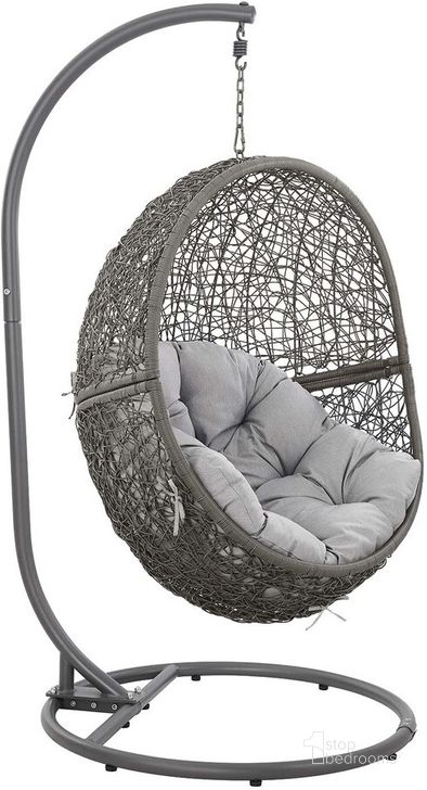 The appearance of Encase Outdoor Patio Rattan Swing Chair In Gray Gray designed by Modway in the modern / contemporary interior design. This gray gray piece of furniture  was selected by 1StopBedrooms from Encase Collection to add a touch of cosiness and style into your home. Sku: EEI-6262-GRY-GRY. Material: Rattan. Product Type: Outdoor Chair. Image1