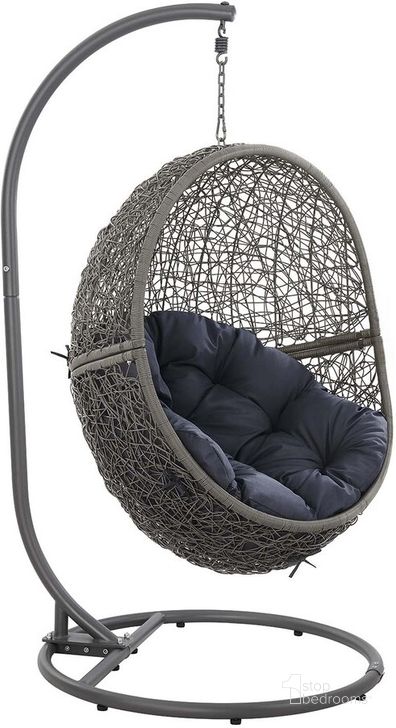 The appearance of Encase Outdoor Patio Rattan Swing Chair In Gray Navy designed by Modway in the modern / contemporary interior design. This gray navy piece of furniture  was selected by 1StopBedrooms from Encase Collection to add a touch of cosiness and style into your home. Sku: EEI-6262-GRY-NAV. Material: Rattan. Product Type: Outdoor Chair. Image1