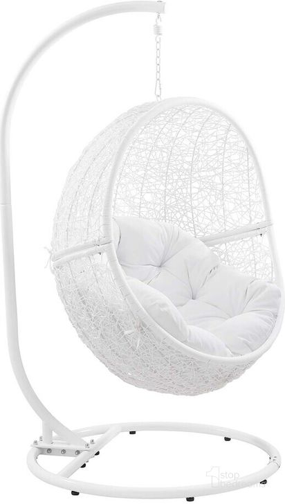 The appearance of Encase Outdoor Patio Rattan Swing Chair In White designed by Modway in the modern / contemporary interior design. This white piece of furniture  was selected by 1StopBedrooms from Encase Collection to add a touch of cosiness and style into your home. Sku: EEI-6262-WHI-WHI. Material: Rattan. Product Type: Outdoor Chair. Image1
