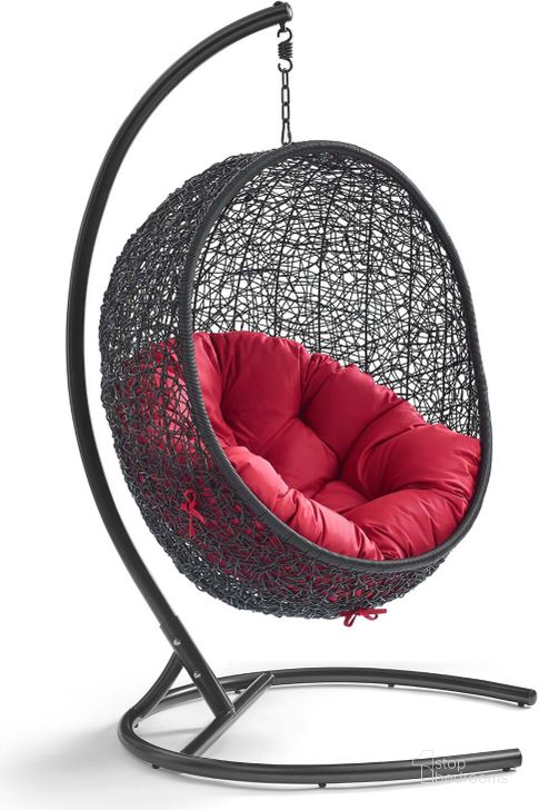The appearance of Encase Red Swing Outdoor Patio Lounge Chair designed by Modway in the modern / contemporary interior design. This red piece of furniture  was selected by 1StopBedrooms from Encase Collection to add a touch of cosiness and style into your home. Sku: EEI-739-RED-SET. Material: Aluminum. Product Type: Outdoor Chair. Image1