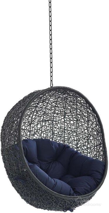 The appearance of Encase Sunbrella Fabric Swing Outdoor Patio Lounge Chair Without Stand EEI-3635-BLK-NAV designed by Modway in the modern / contemporary interior design. This black and gray piece of furniture  was selected by 1StopBedrooms from Encase Collection to add a touch of cosiness and style into your home. Sku: EEI-3635-BLK-NAV. Material: Steel. Product Type: Outdoor Lounge Chair. Image1
