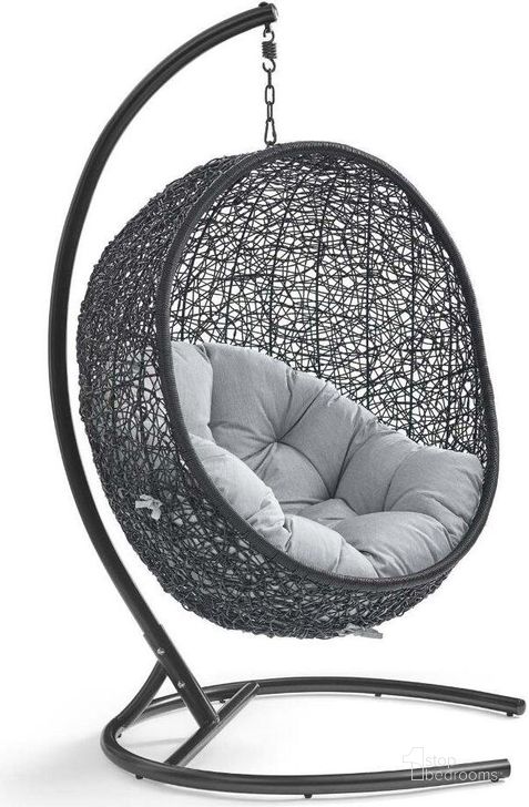 The appearance of Encase Sunbrella Swing Outdoor Patio Lounge Chair EEI-3943-BLK-GRY designed by Modway in the modern / contemporary interior design. This black and beige piece of furniture  was selected by 1StopBedrooms from Encase Collection to add a touch of cosiness and style into your home. Sku: EEI-3943-BLK-GRY. Material: Aluminum. Product Type: Outdoor Lounge Chair. Image1
