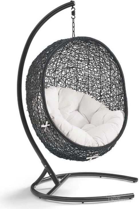 The appearance of Encase Sunbrella Swing Outdoor Patio Lounge Chair EEI-3943-BLK-WHI designed by Modway in the modern / contemporary interior design. This white and black piece of furniture  was selected by 1StopBedrooms from Encase Collection to add a touch of cosiness and style into your home. Sku: EEI-3943-BLK-WHI. Material: Aluminum. Product Type: Outdoor Lounge Chair. Image1