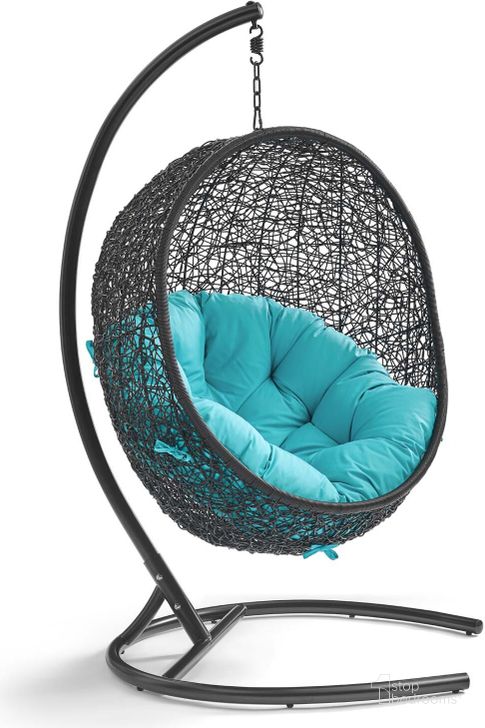 The appearance of Encase Turquoise Swing Outdoor Patio Lounge Chair designed by Modway in the modern / contemporary interior design. This turquoise piece of furniture  was selected by 1StopBedrooms from Encase Collection to add a touch of cosiness and style into your home. Sku: EEI-739-TRQ-SET. Material: Aluminum. Product Type: Outdoor Chair. Image1