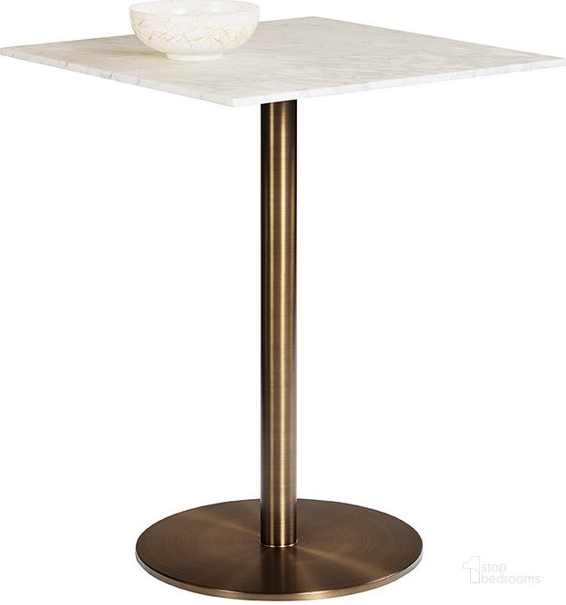 The appearance of Enco Square Bar Table designed by Sunpan in the modern / contemporary interior design. This bronze piece of furniture  was selected by 1StopBedrooms from Enco Collection to add a touch of cosiness and style into your home. Sku: 108339. Material: Marble. Product Type: Bar Table. Image1