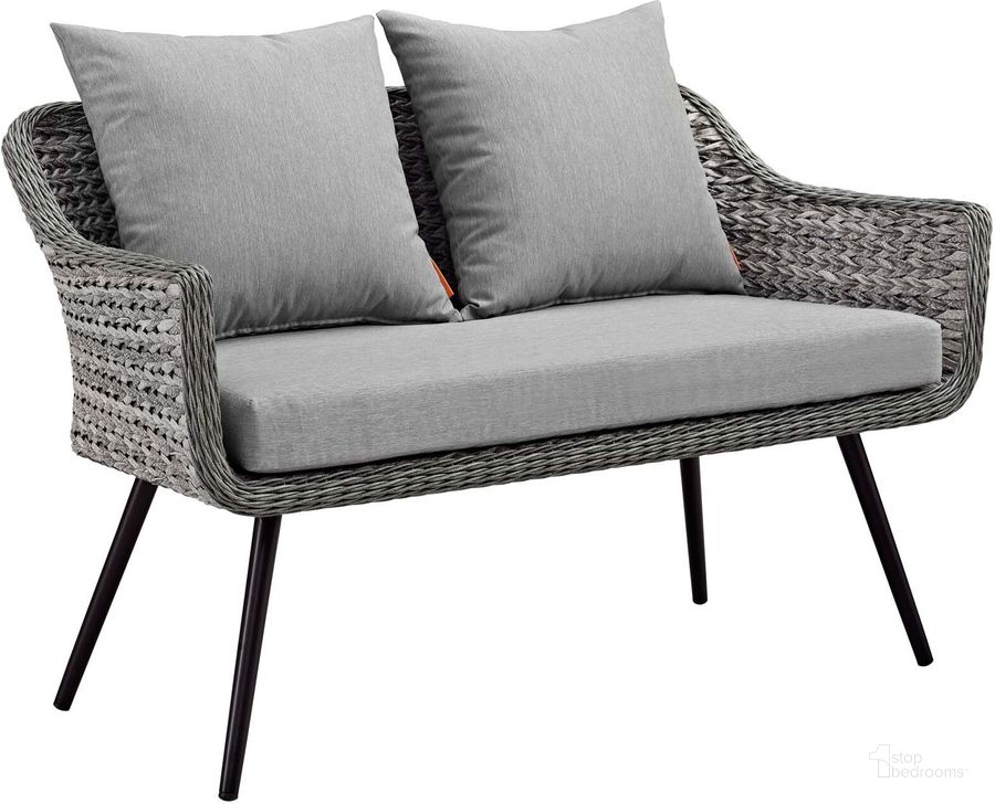 The appearance of Endeavor Gray Outdoor Patio Wicker Rattan Loveseat designed by Modway in the modern / contemporary interior design. This gray piece of furniture  was selected by 1StopBedrooms from Endeavor Collection to add a touch of cosiness and style into your home. Sku: EEI-3024-GRY-GRY. Material: Aluminum. Product Type: Outdoor Sofa & Loveseat. Image1